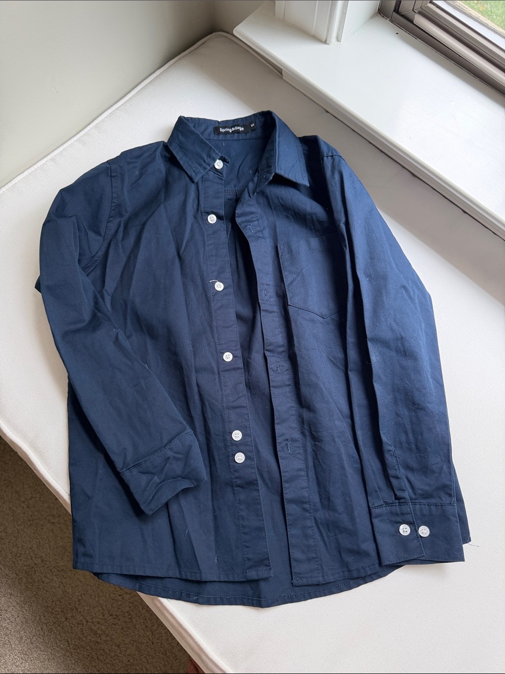 Boys Navy Button-Up Shirt 5-6